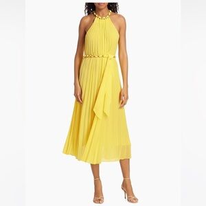 Zimmermann Sunray Yellow Pleated Halter Midi Dress | 1 4/6